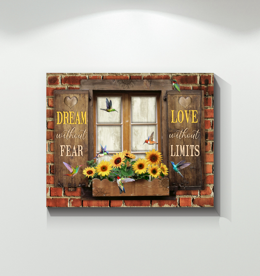 Hummingbird Premium Wall Art Canvas - Dream without Fear Love Without Limits Premium Canvas