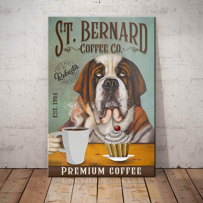 St. Bernard Dog Coffee Company Canvas Wall Art, Wall Decor Visual Art