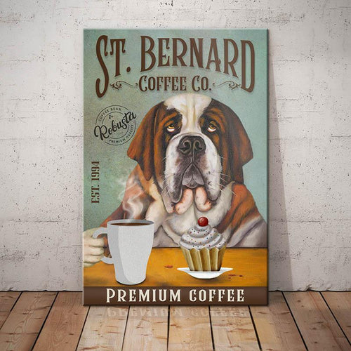 St. Bernard Dog Coffee Company Canvas Wall Art, Wall Decor Visual Art