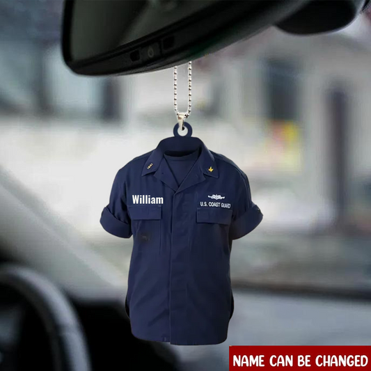 US Coast Guard Uniform Personalized Flat Acrylic Car Hanging Ornament