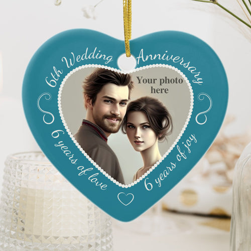 6Th Wedding Anniversary Photo Ceramic Ornament