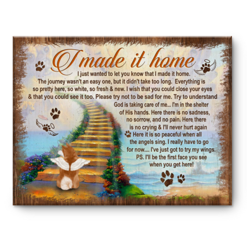 Pet Memorial Gift, I Made It Home Canvas Print, Dog Loss Gift, Custom Pet Sympathy Gift
