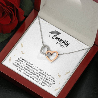 Graduation Necklace Gift - Move Confidently in the direction of your dreams - College, High School, Senior, Master Graduation Gift - Class of 2022 Interlocking Hearts Necklace - 036D - TGV