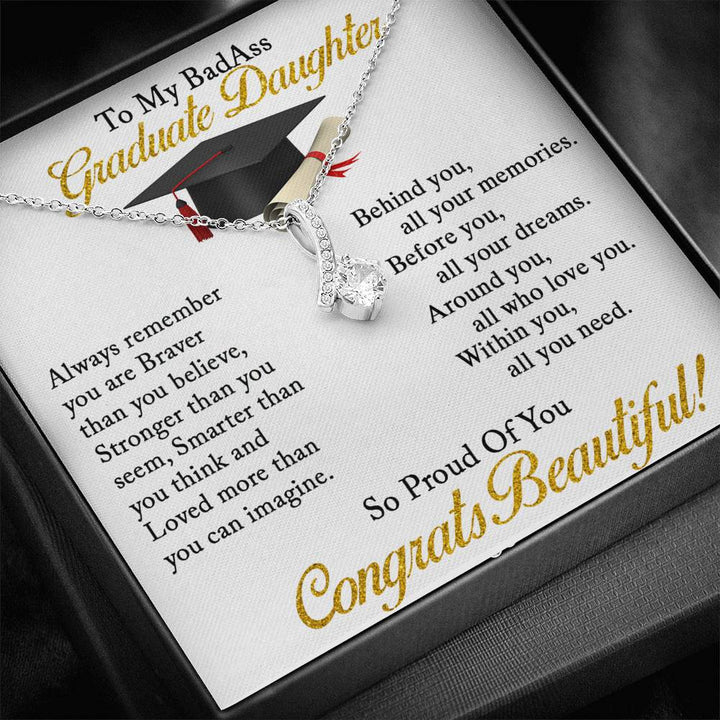 Graduation Necklace Gift - To My Daughter So Proud Of You - College, High School, Senior, Master Graduation Gift - Class of 2022 Alluring Beauty Necklace - 035B - TGV