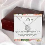 I Love You Mom I Really Do Forever Love Necklace (14K White Gold Finish)