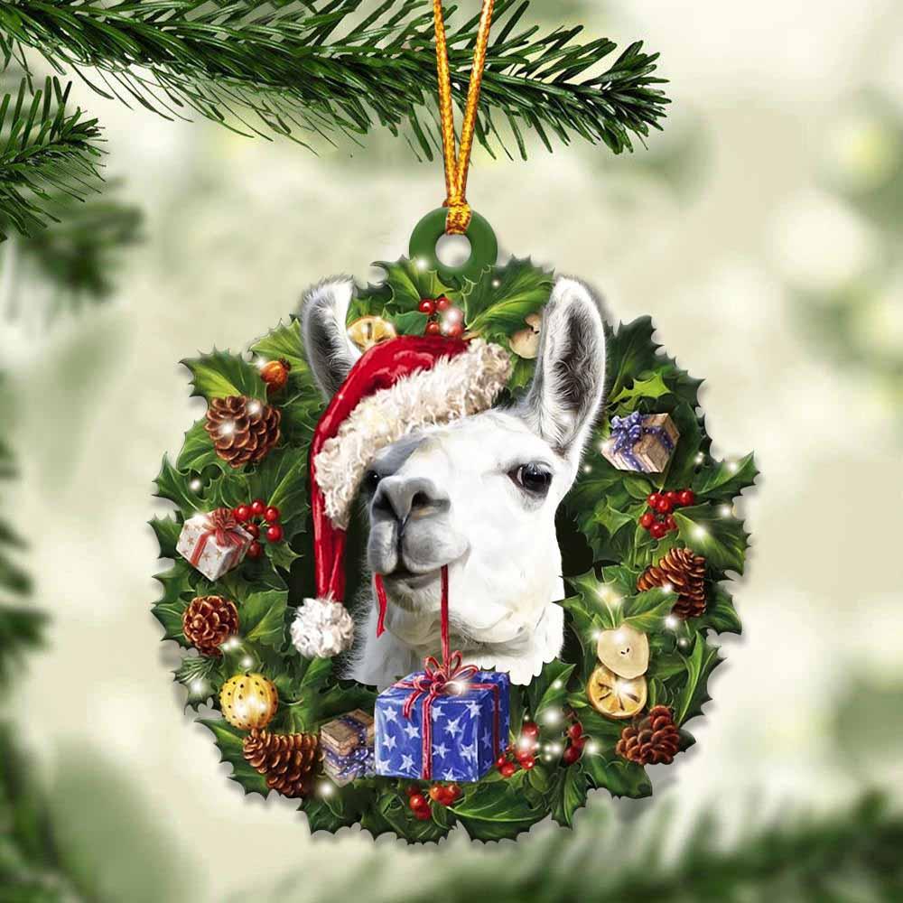 Llama and Christmas gift for her gift for him gift for Llama lover ornament, Christmas Ornament, Car Ornament