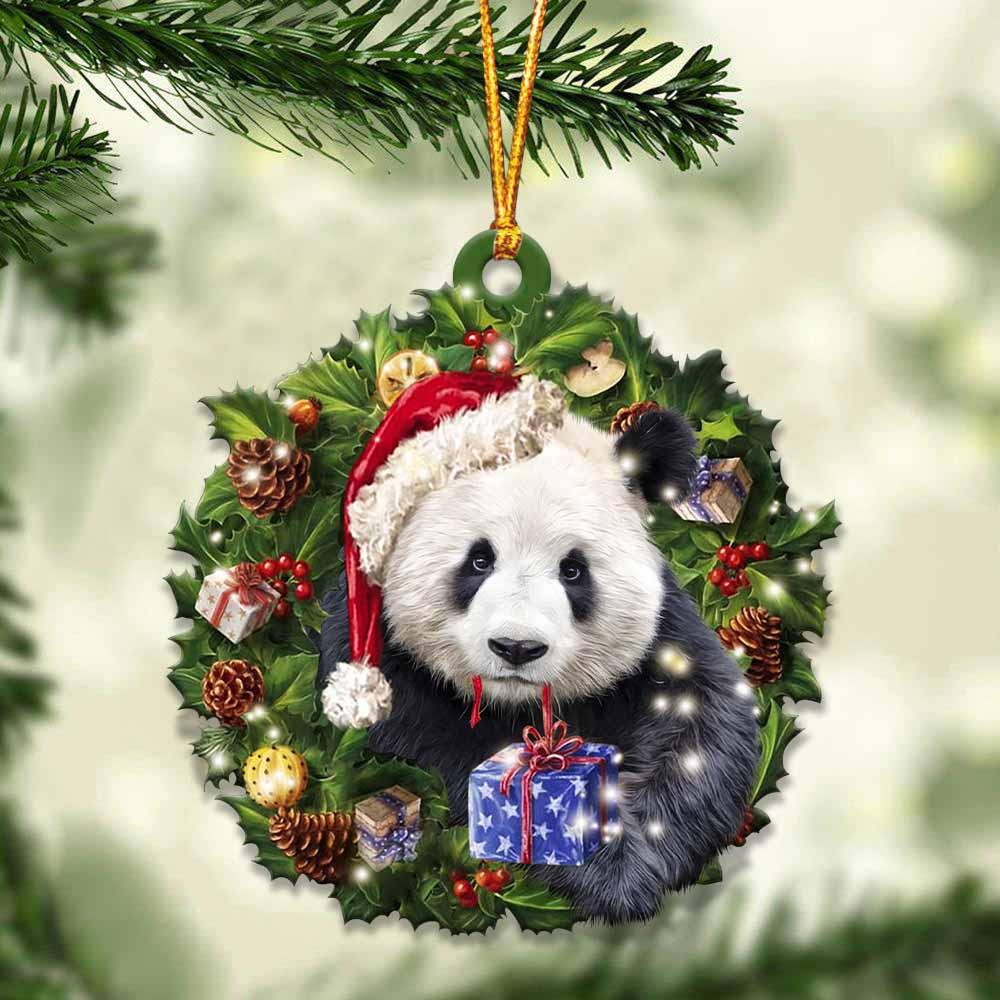 Panda and Christmas gift for her gift for him gift for Panda lover ornament, Christmas Ornament, Car Ornament