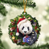 Panda and Christmas gift for her gift for him gift for Panda lover ornament, Christmas Ornament, Car Ornament