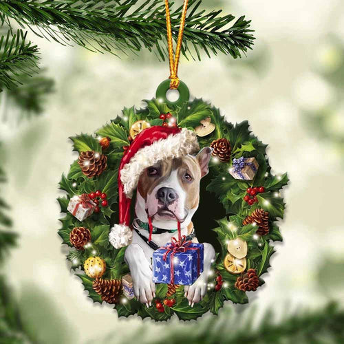 Pitbull and Christmas gift for her gift for him gift for Pitbull lover ornament cus, Christmas Ornament