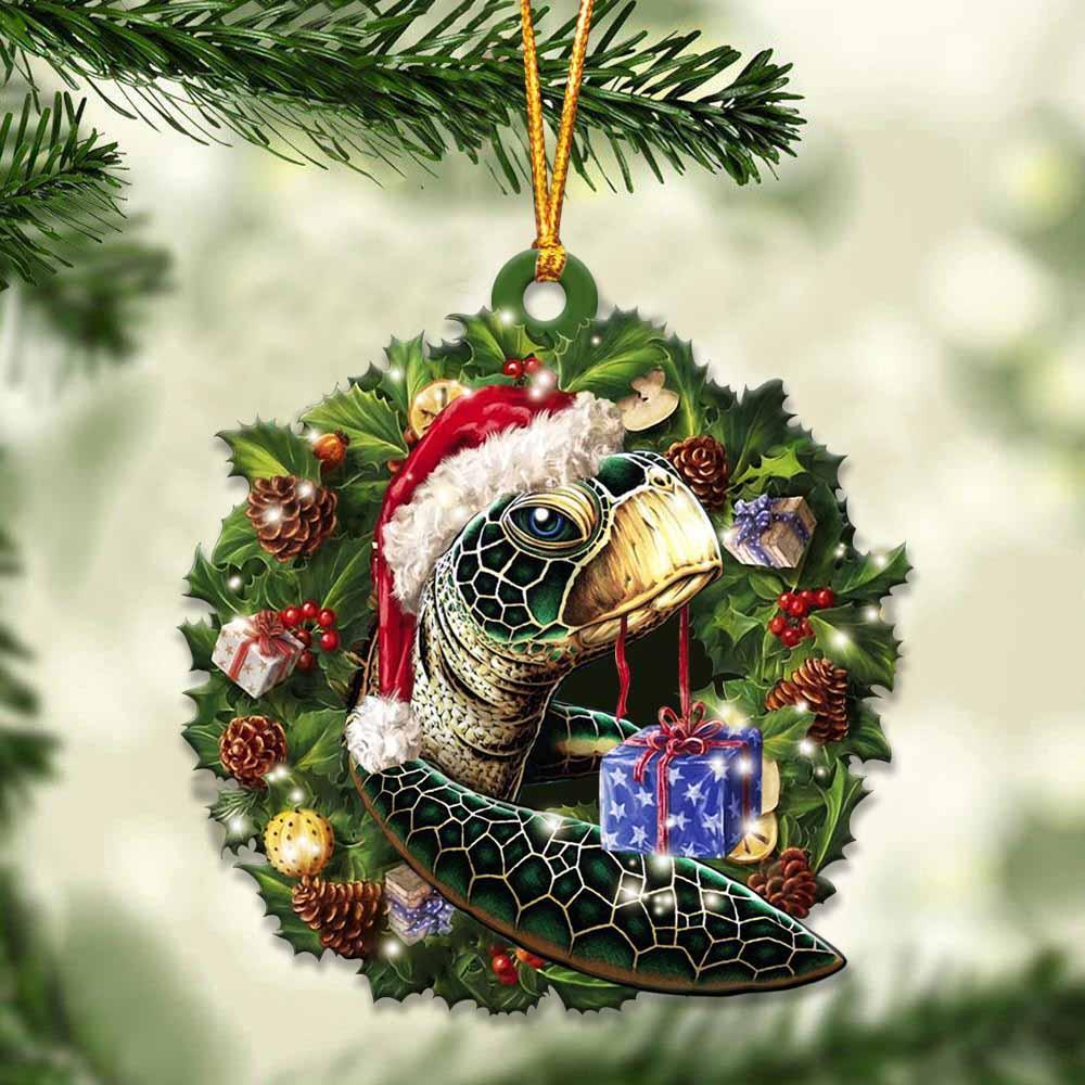 Turtle And Christmas Gift For Her Gift For Him Gift For Turtle Lover Ornament