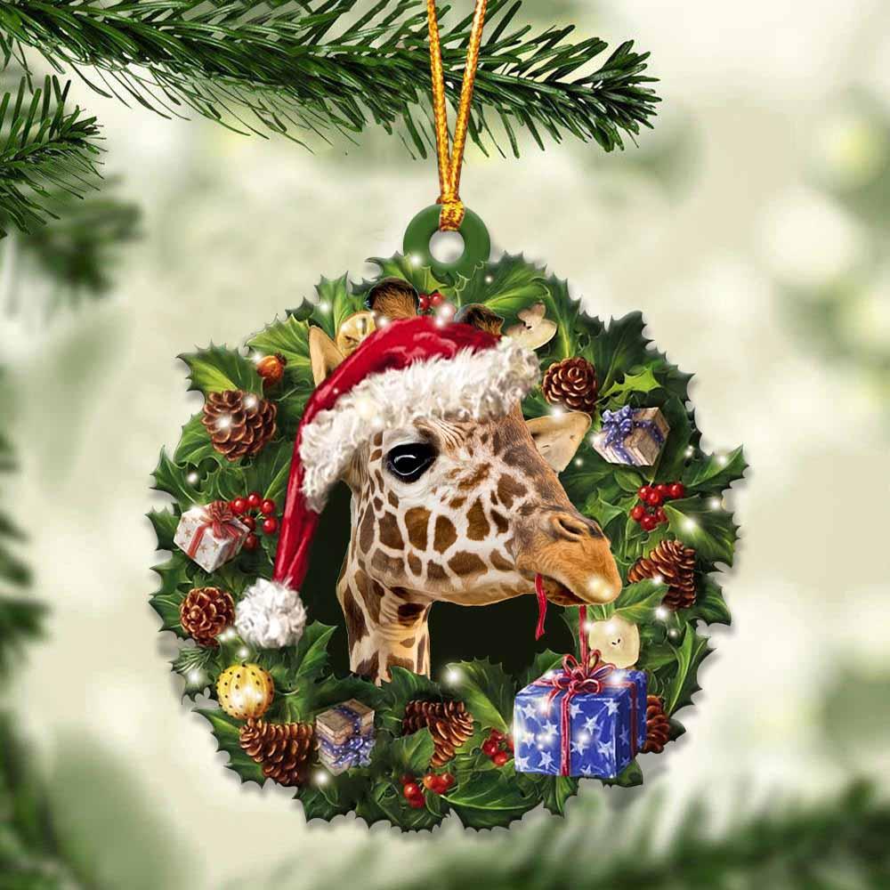 Giraffe and Christmas gift for her gift for him gift for Giraffe lover ornament, Christmas Ornament