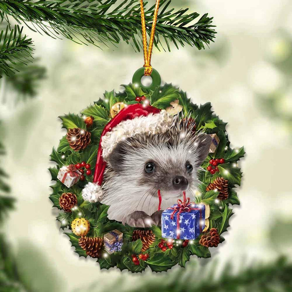 Hedgehog and Christmas gift for her gift for him gift for Hedgehog lover ornament, Christmas Ornament