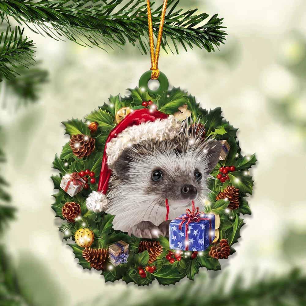 Hedgehog and Christmas gift for her gift for him gift for Hedgehog lover ornament, Christmas Ornament
