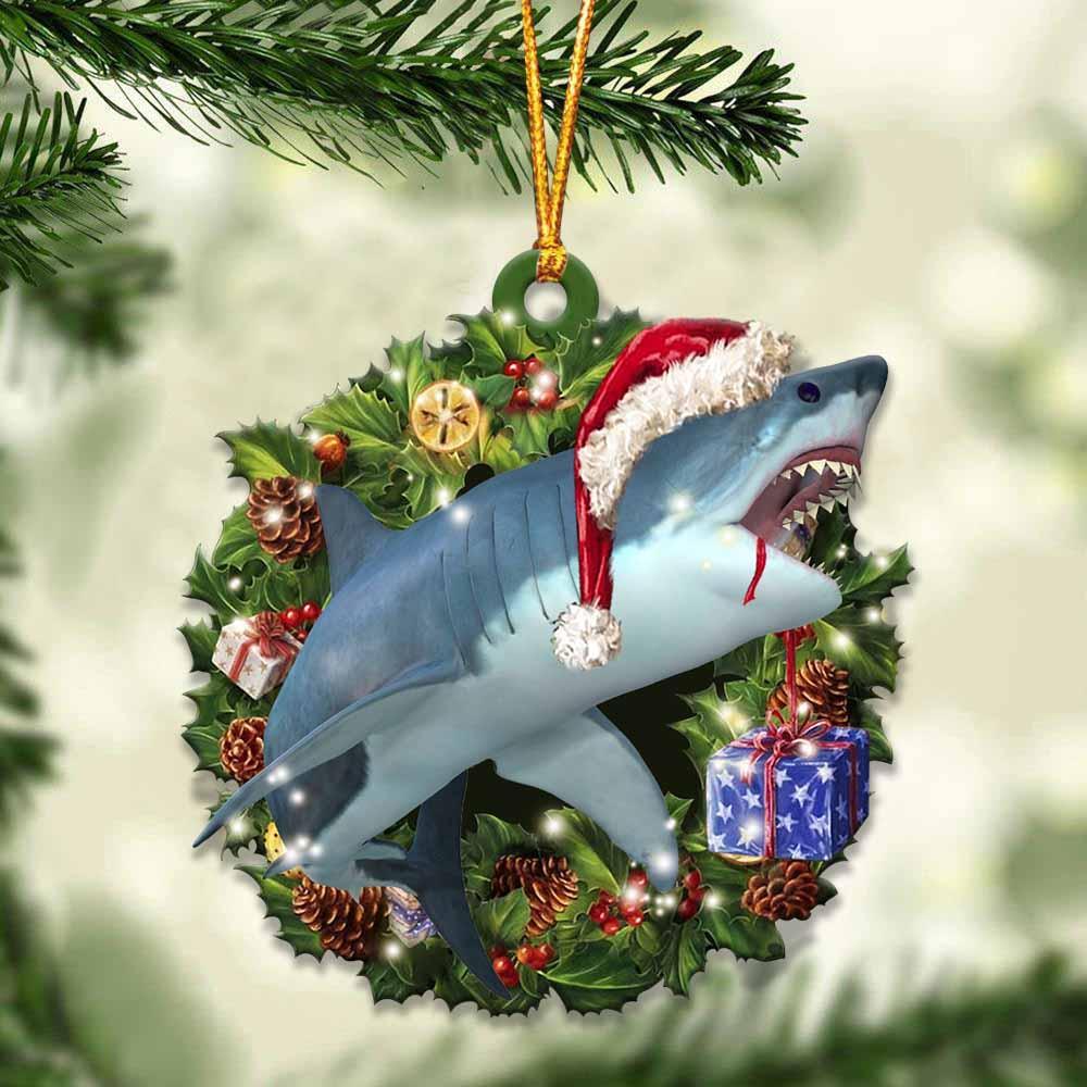 Shark And Christmas Gift For Her Gift For Him Gift For Shark Lover Ornament
