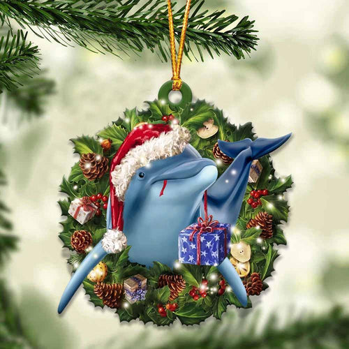 Dolphin And Christmas Gift For Her Gift For Him Gift For Dolphin Lover Ornament