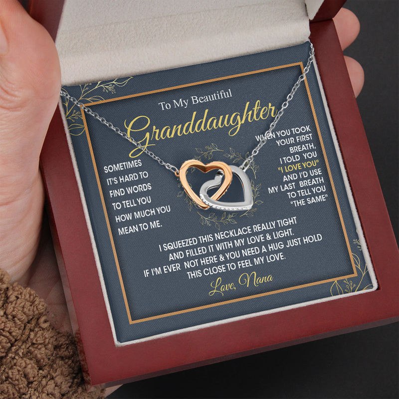 To My Beautiful Daughter Granddauter Necklace Gift From Mom Dad Grandma Papa - I'd use the last breath to tell you I Love you - Personalized Love Knot, Eternal Hope, Alluring Beauty Necklace 052A - TGV
