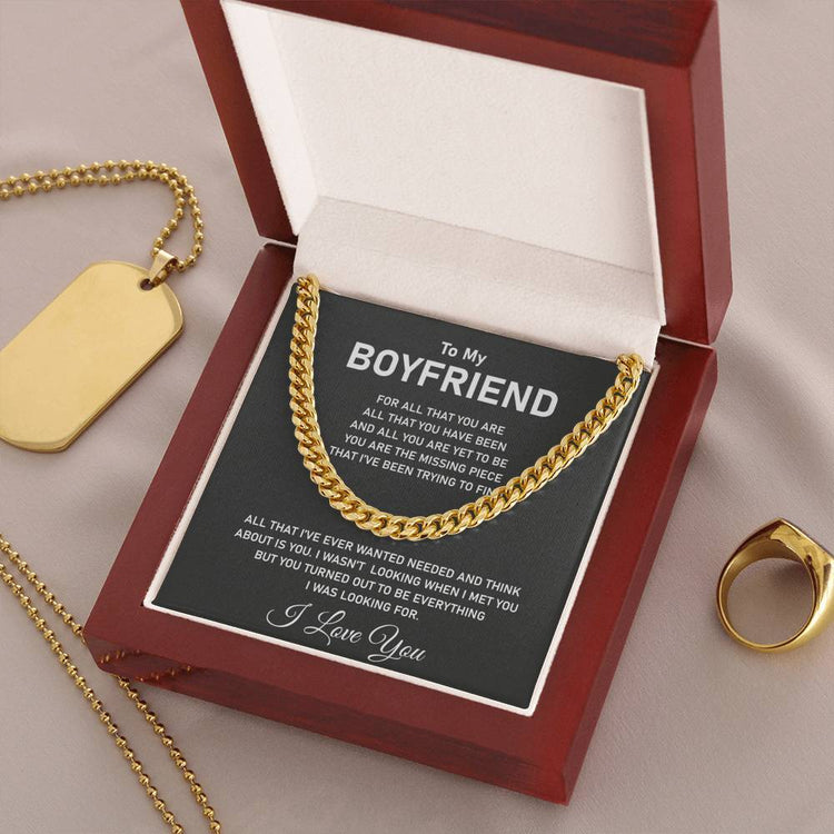 To My Boyfriend's Necklace - I Love You, Cuban Link Chain Necklace - TGV
