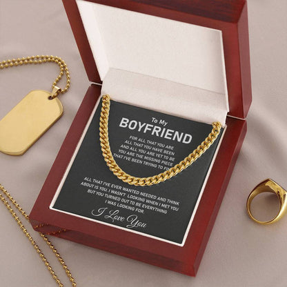 To My Boyfriend's Necklace - I Love You, Cuban Link Chain Necklace - TGV