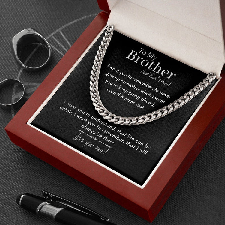 To My Brother And Best Friend Necklace, Love You Man, Cuban Link Chain Necklace - TGV