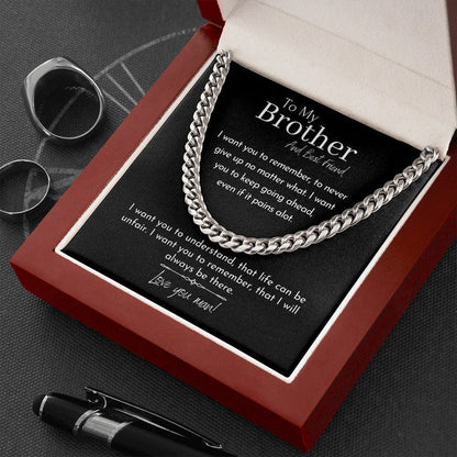 To My Brother And Best Friend Necklace, Love You Man, Cuban Link Chain Necklace - TGV
