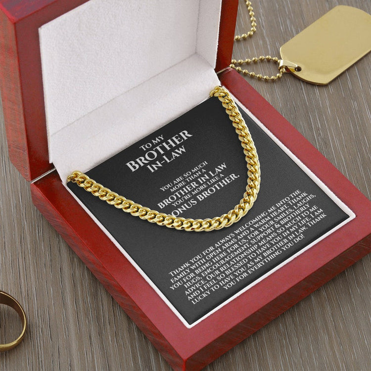 To My Brother In Law Necklace, Gifts for Brother In Law Birthday, Bonus Brother Gifts, Unbiological Bro, Cuban Link Chain Necklace - TGV