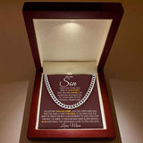 To My Son Necklace Gift From Mom You either Win or Learn, Just go forth and aim for the skies - Love, Mom Cuban Link Chain Necklace 006E - TGV