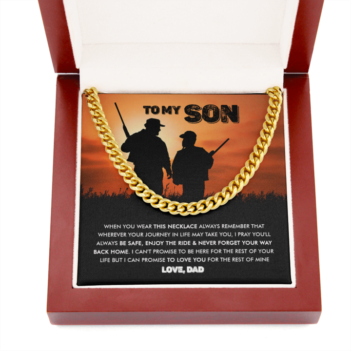To My Son - Never Forget Your Way Back Home - Cuban Link Chain Necklace - TGV