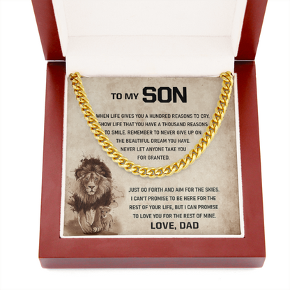 To My Son - Remember To Never Give Up - Cuban Link Chain Necklace - TGV