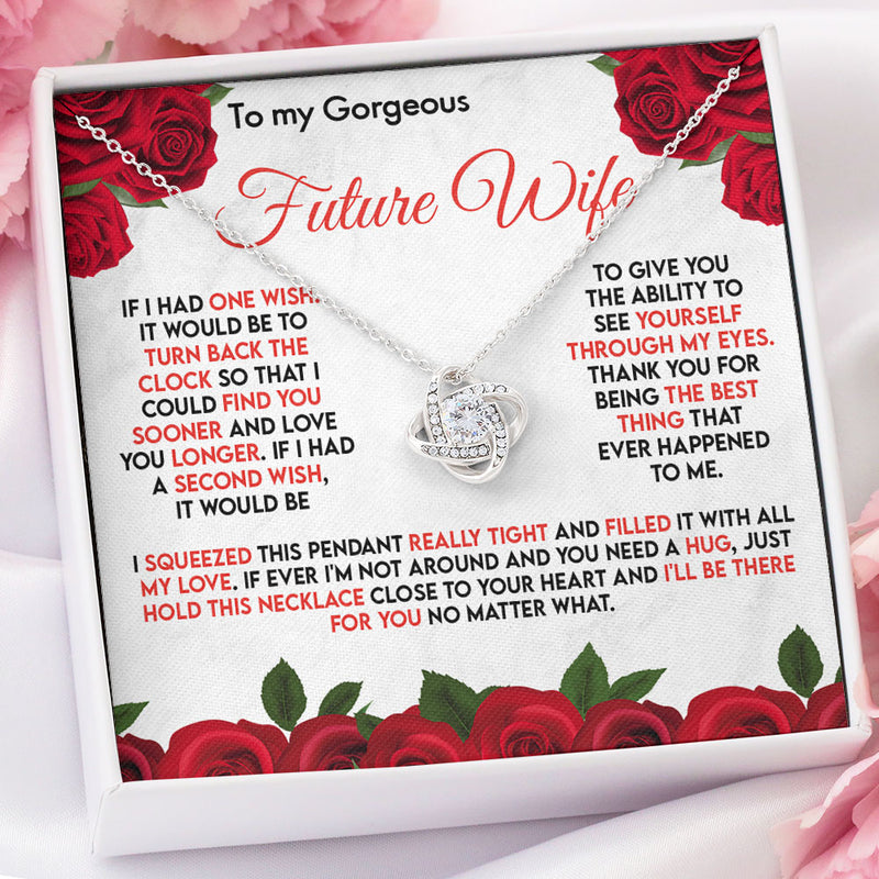 To My Wife Girlfriend Soulmate Necklace - I Wish Turn Back The Clock - Find You Sooner and Love You Longer - Love Knot Necklace Alluring Beauty Necklace - Cross Dancing Necklace 029G - TGV