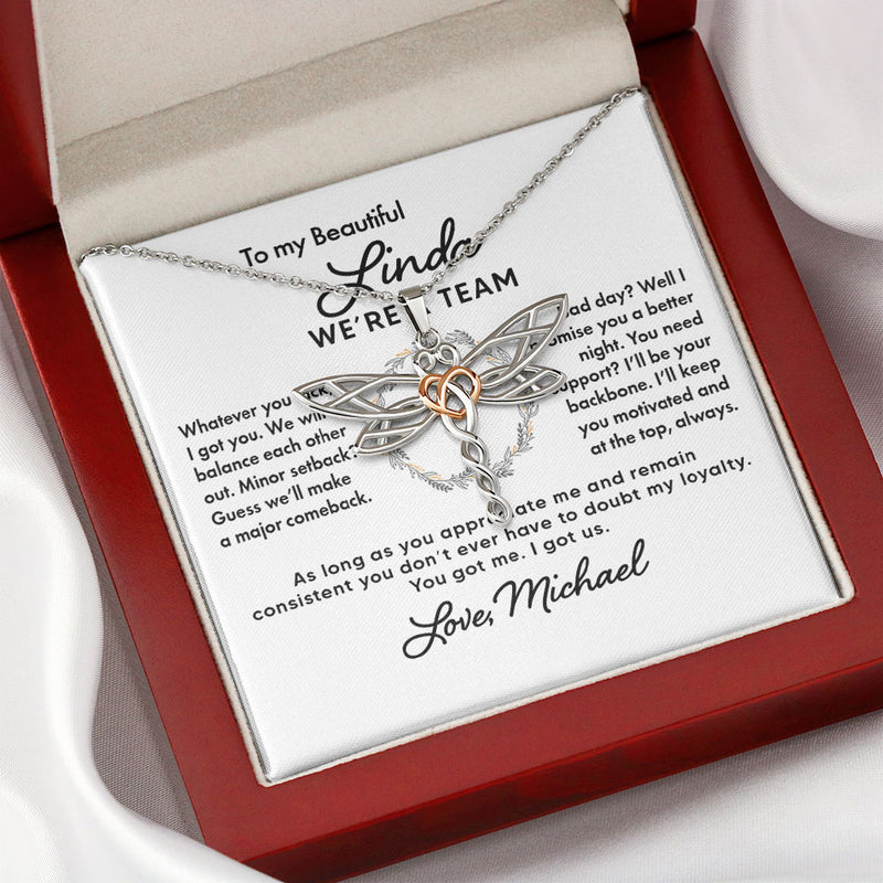 To My Wife Soulmate Girlfriend Necklace Gift - You got me and I got us - Custom Love Knot Necklace, Alluring Beauty, Sunflower Necklace Gift 003E - TGV