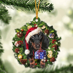 Black and Tan Dachshund and Christmas gift for her gift for him gift for Black and Tan Dachshund lover ornament