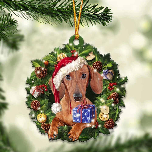 Red Dachshund and Christmas gift for her gift for him gift for Red Dachshund lover ornament, Christmas Ornament