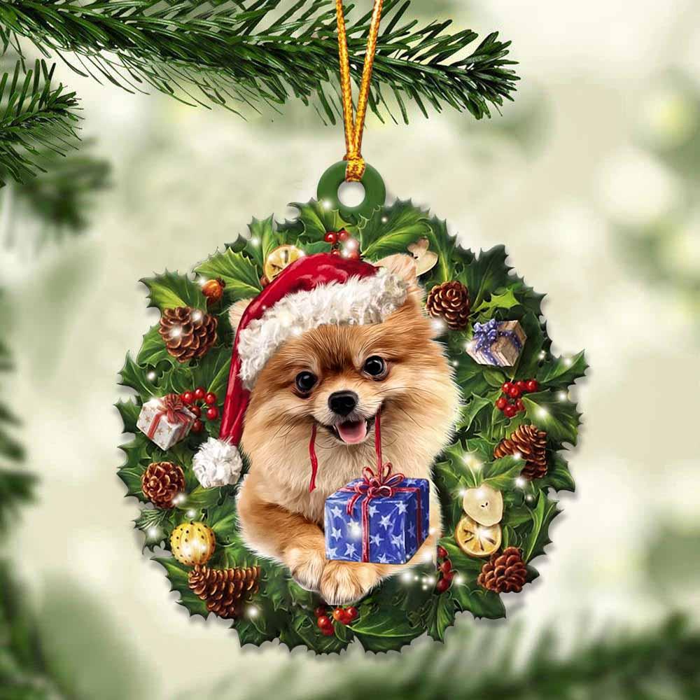 Gold Pomeranian and Christmas gift for her gift for him gift for Gold Pomeranian lover ornament, Christmas Ornament