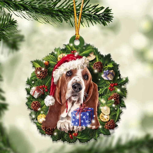 Basset Hound and Christmas gift for her gift for him gift for Basset Hound lover ornament, Christmas Ornament