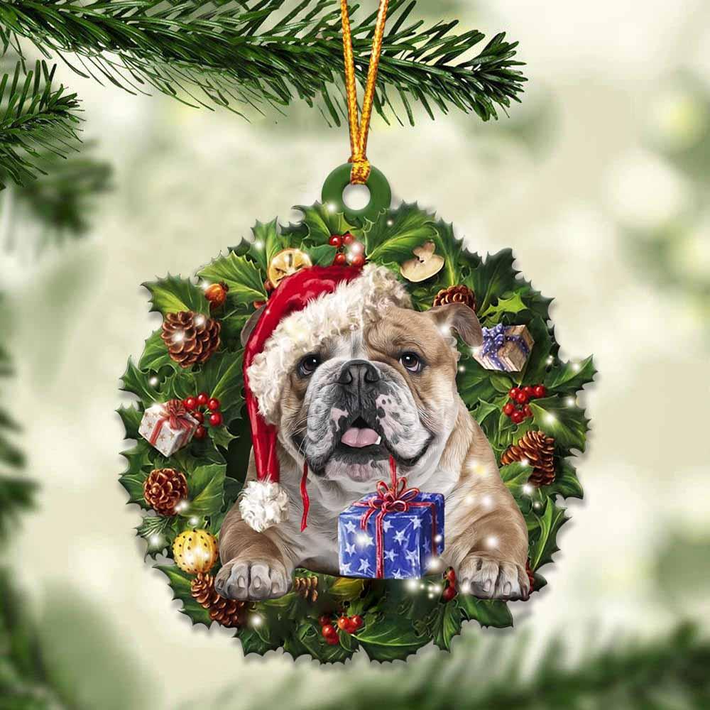 English Bulldog and Christmas gift for her gift for him gift for English Bulldog lover ornament, Christmas Ornament