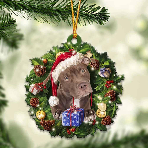 Pitbull And Christmas Gift For Her Gift For Him Gift For Pitbull Lover Ornament