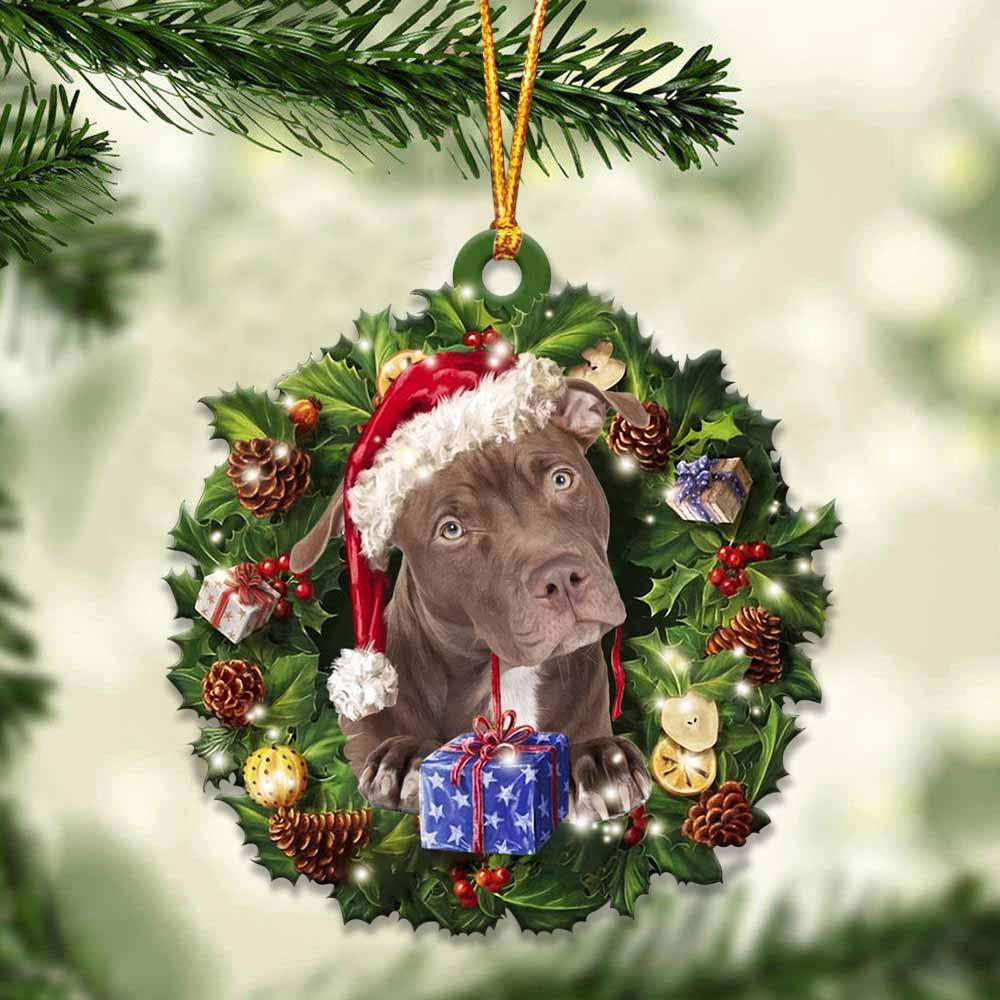 Pitbull and Christmas gift for her gift for him gift for Pitbull lover ornament, Christmas Ornament