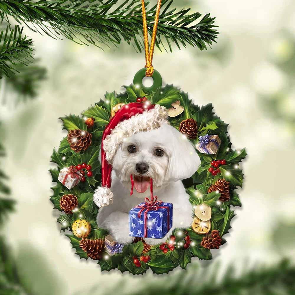 Maltese and Christmas gift for her gift for him gift for Maltese lover ornament, Christmas Ornament