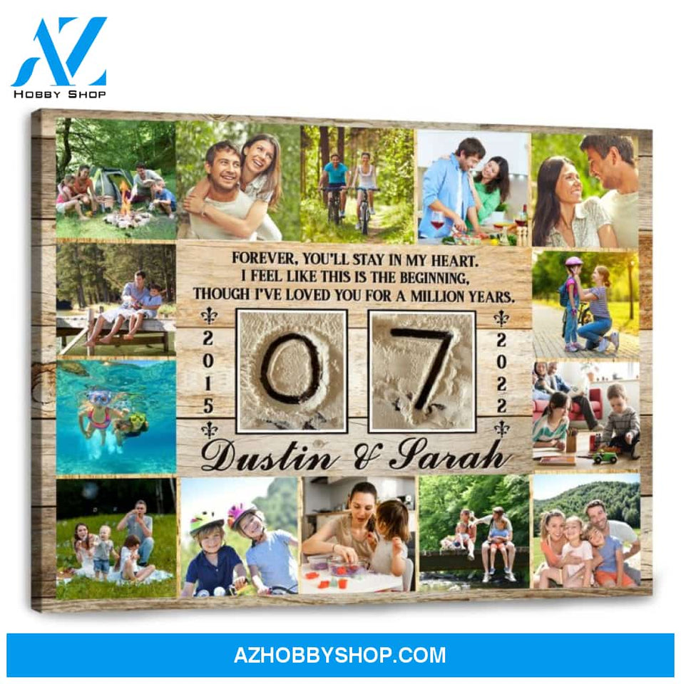7 Year Wedding Anniversary Gift Personalized Love Canvas