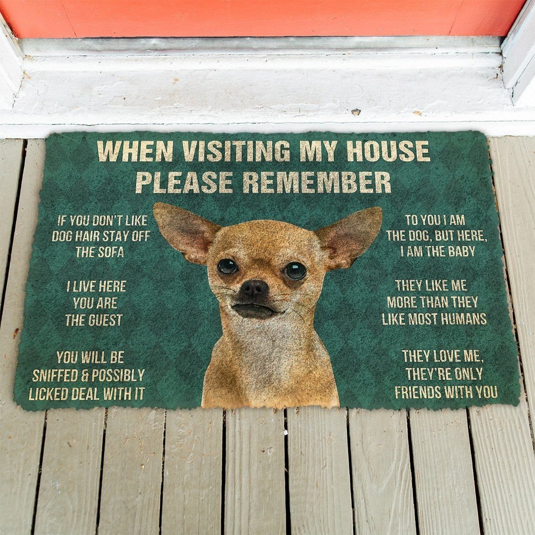 Chihuahua House Rules Doormat | Colorful | Size 8x27'' 24x36''