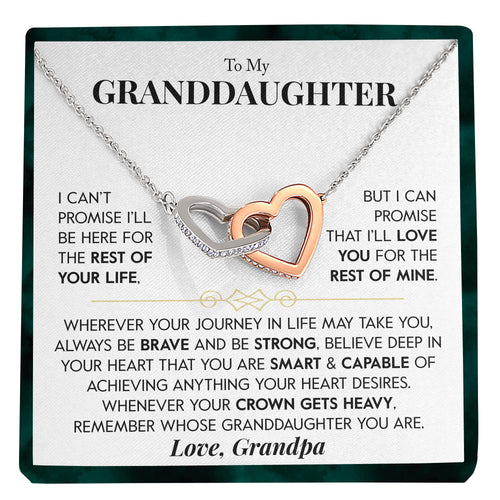 To My Granddaughter Necklace, Rest of my Life, Gift for Granddaughter, Interlocking Hearts Necklace