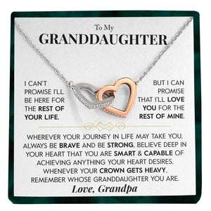 To My Granddaughter Necklace, Rest of my Life, Gift for Granddaughter, Interlocking Hearts Necklace