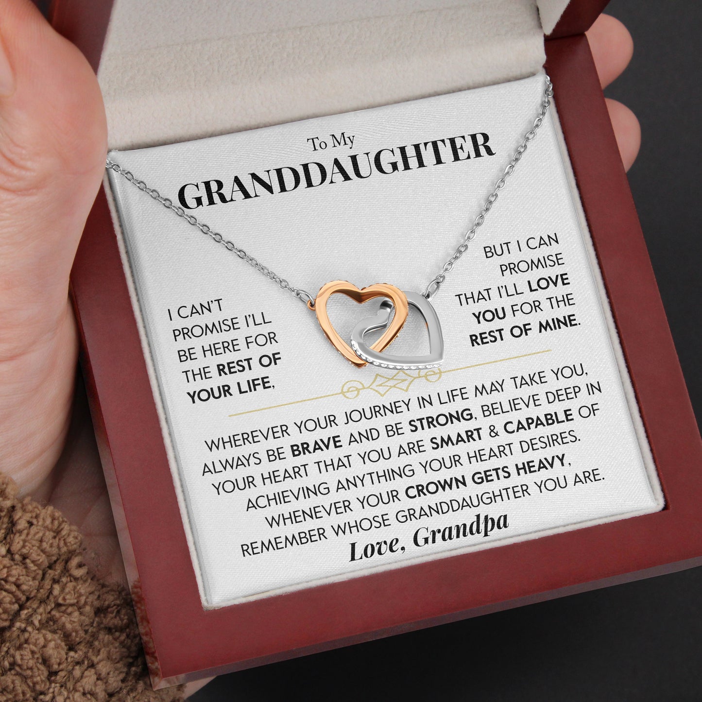 To My Granddaughter Necklace, Rest of my Life, Gift for Granddaughter, Interlocking Hearts Necklace