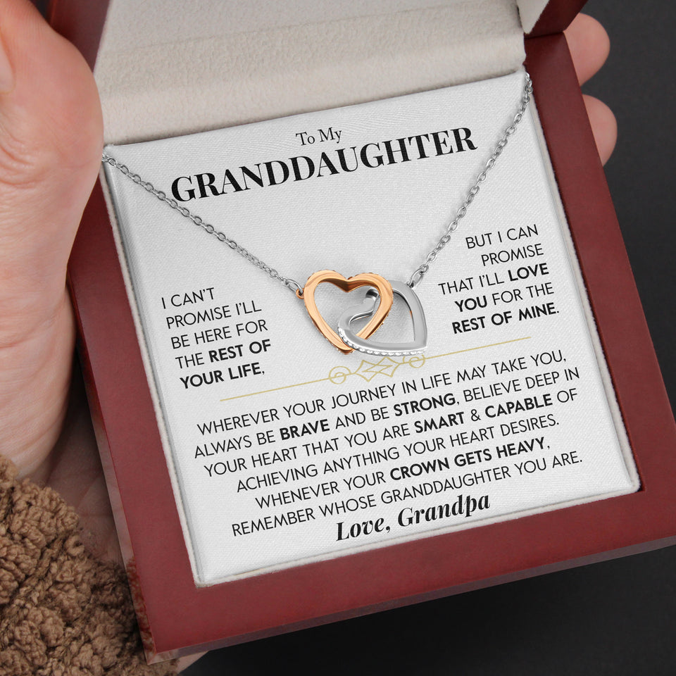To My Granddaughter Necklace, Rest of my Life, Gift for Granddaughter, Interlocking Hearts Necklace