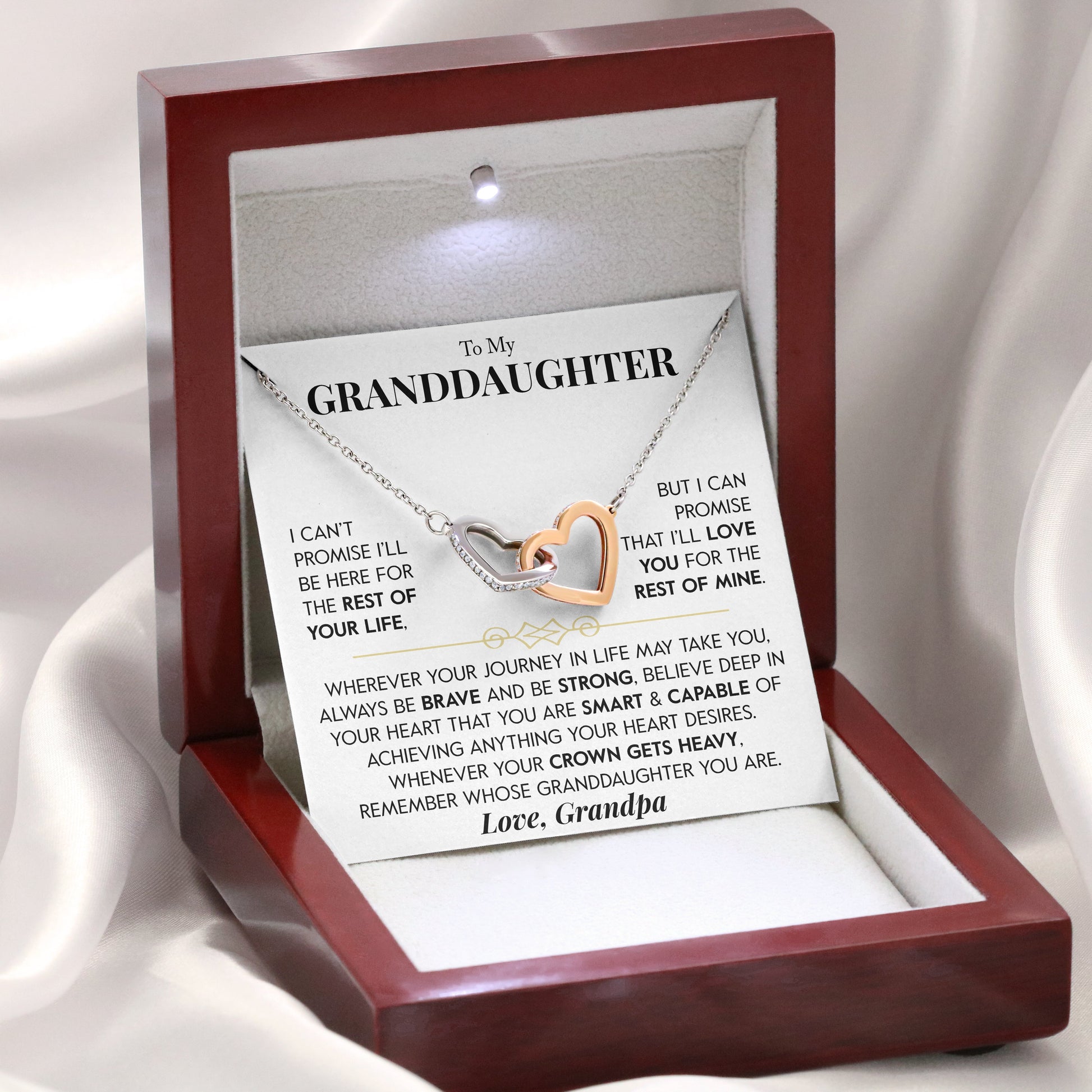 To My Granddaughter Necklace, Rest of my Life, Gift for Granddaughter, Interlocking Hearts Necklace