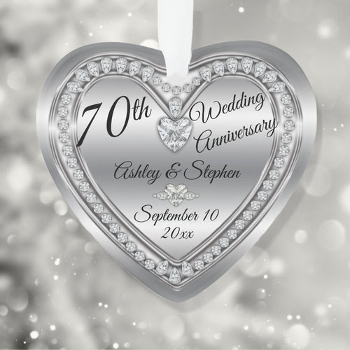 70Th Wedding Anniversary Diamond Platinum Keepsake Ornament