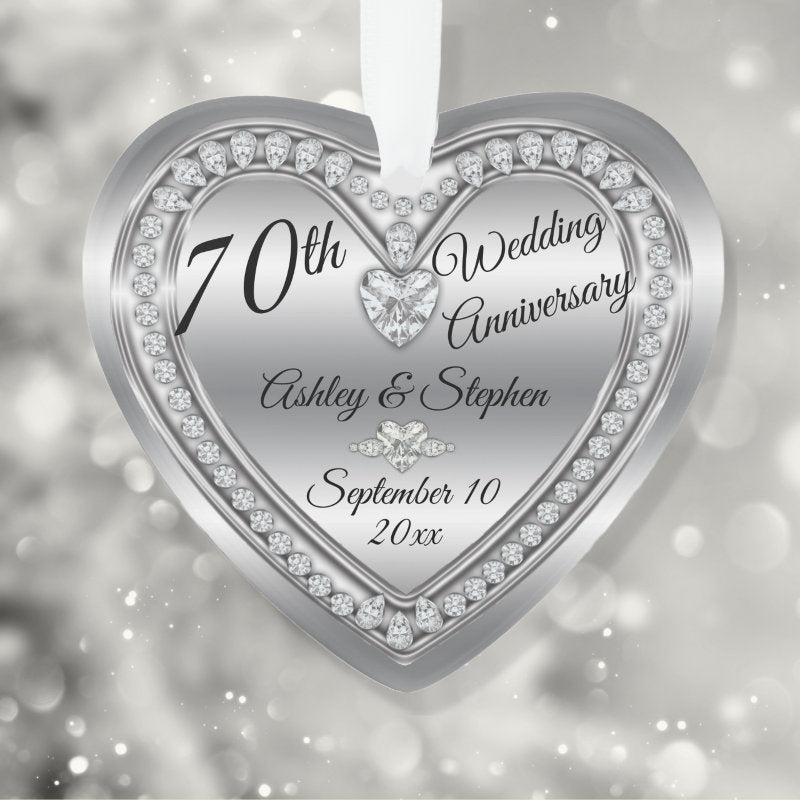 70Th Wedding Anniversary Diamond Platinum Keepsake Ornament