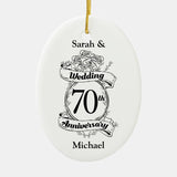 70Th Wedding Anniversary Flowers Black And White Ceramic Ornament