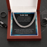Message Card Necklace Handmade Jewelry Message Necklace Jewelry Card Dad Cuban Link Chain necklace on message card.