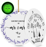  Our First Christmas As Mr. And Mrs. Ornament, First Christmas Married Ornaments, Wedding Gifts For Couple, Christmas Tree Decoration Luminous Ornament, Newlywed Christmas Keepsake